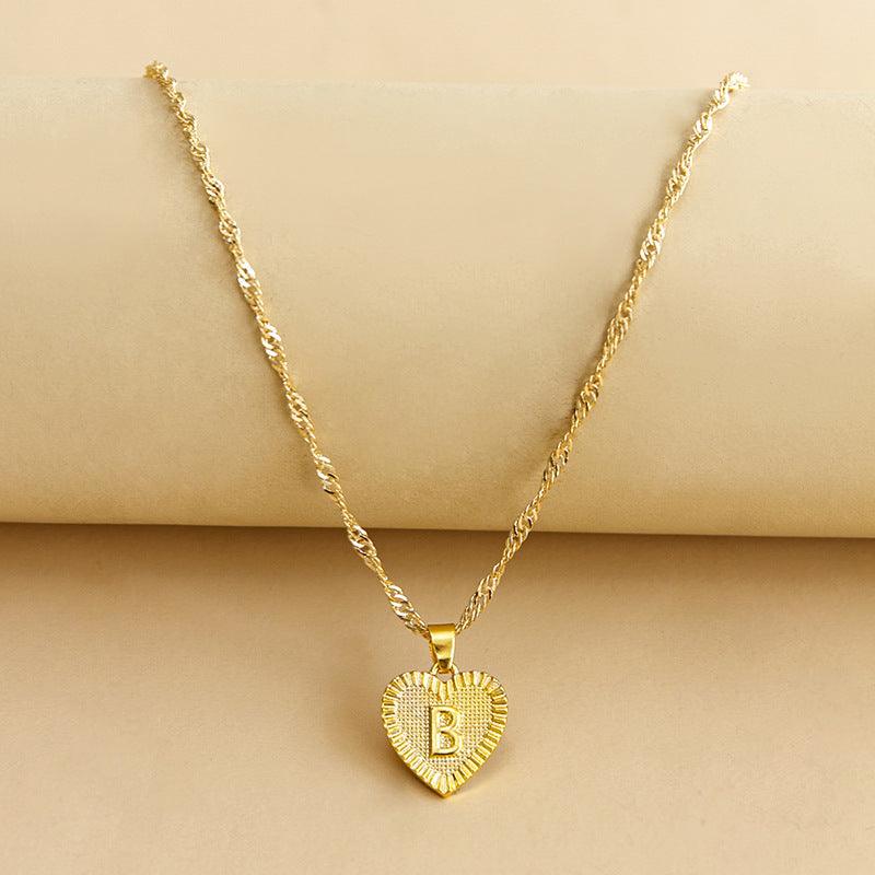 Goldene Initial Herz Anhänger Kette - Amara