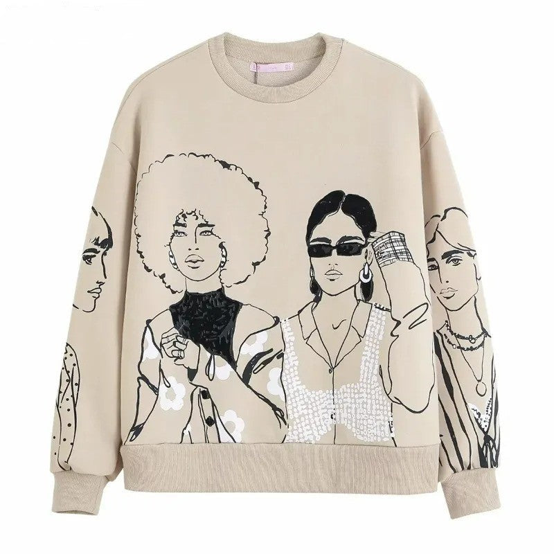 Locker sitzender Pullover mit Wolldruck - Elise