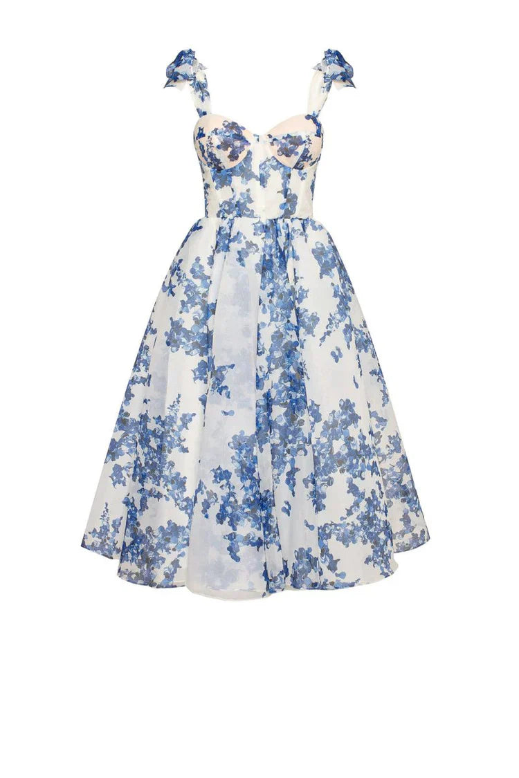 Bezauberndes Blaues Blumenkleid - Luna