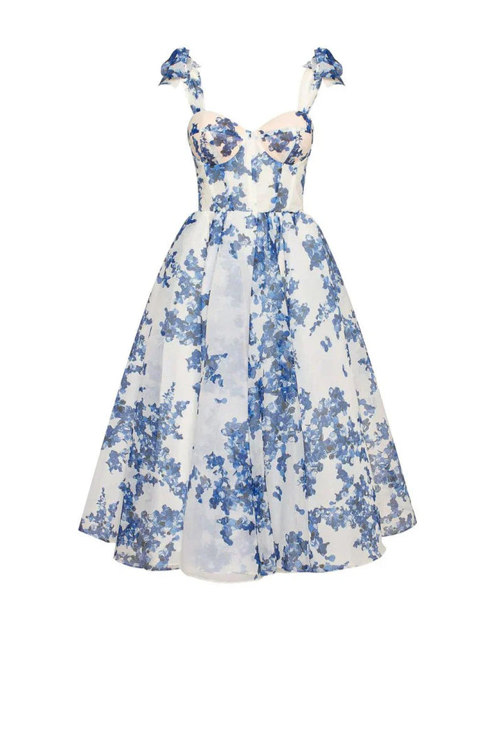 Bezauberndes Blaues Blumenkleid - Luna