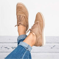 Dames Derby schoenen van suède met brogue-details – Carisse