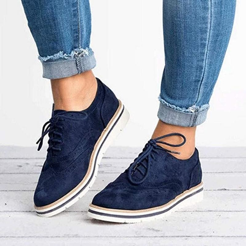 Dames Derby schoenen van suède met brogue-details – Carisse