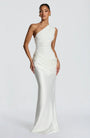 Sidonie One-Shoulder Draped Satin Maxi Dress 16
