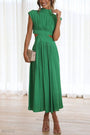 Trendiges Midi Sommerkleid mit Stehkragen und Taillenausschnitt – Avelina