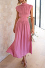 Trendiges Midi Sommerkleid mit Stehkragen und Taillenausschnitt – Avelina