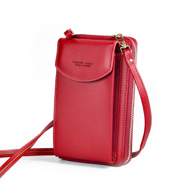 Kompakte PU-Leder-Schultertasche mit verstellbarem Riemen