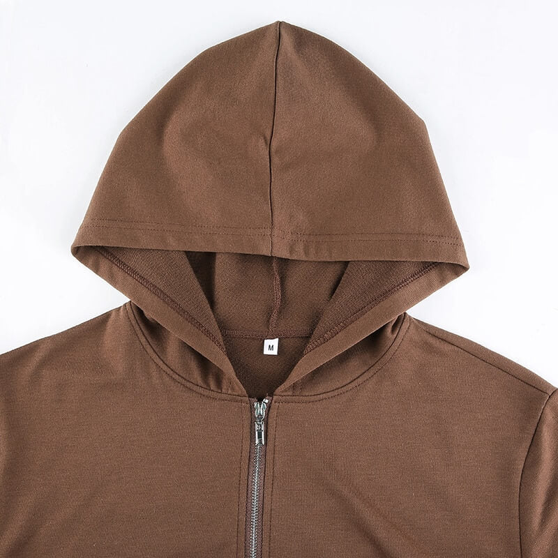 Trendiger figurbetonter Damen Cropped Zip-up Hoodie mit Kapuze - Alina