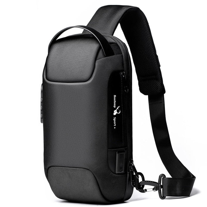 Compact Waterbestendige Schoudertas voor Mannen – Diefstalpreventie met USB-Poort