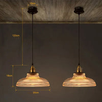 Twee hanglampen aan het plafond met maataanduidingen voor kapdiameter, kaphoogte, snoerlengte en plafondplaat 5