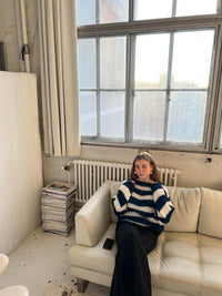 Gestrickter und gestreifter Oversized Damenpullover - Harper