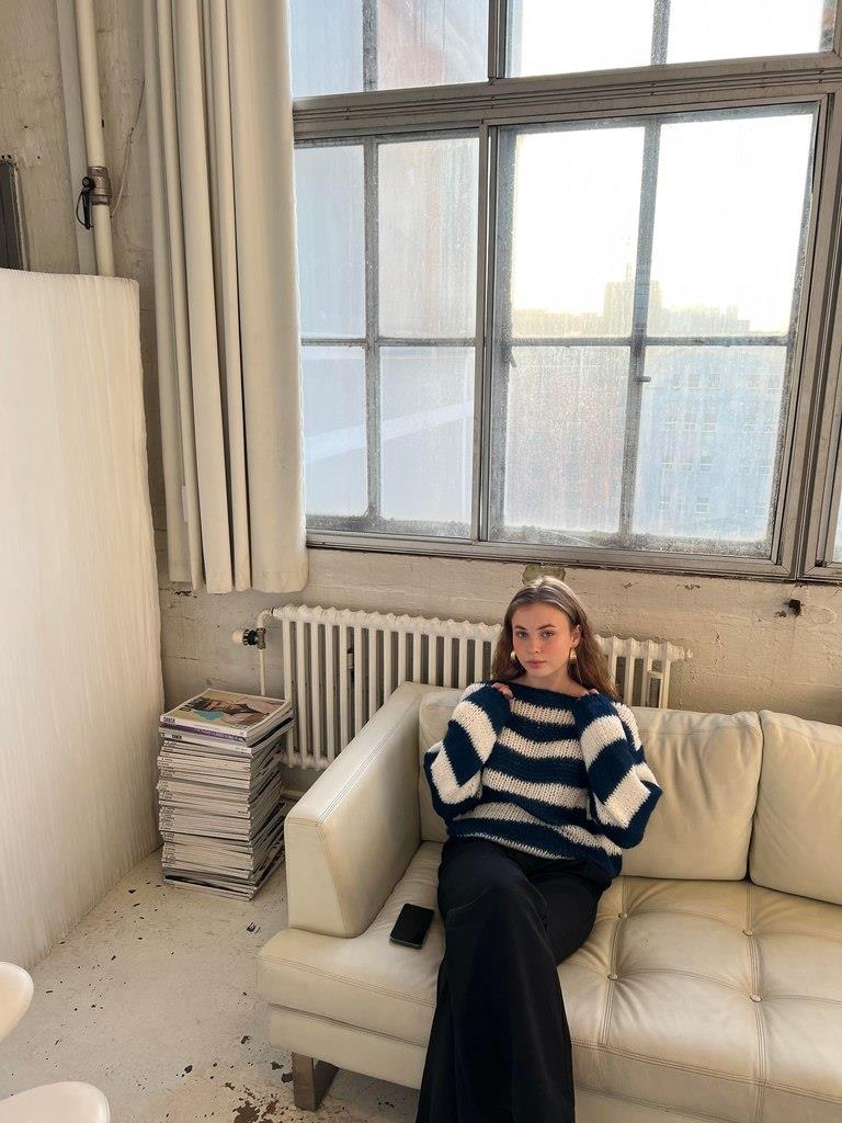Gestrickter und gestreifter Oversized Damenpullover - Harper