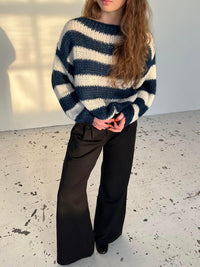 Gestrickter und gestreifter Oversized Damenpullover - Harper