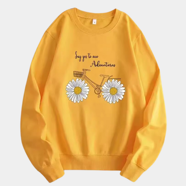 Gelbes Damen-Sweatshirt mit Blumenmuster - Fleur