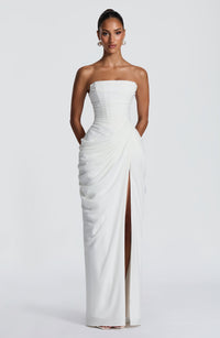 Lois Strapless Corset Maxi Dress with High Slit 11