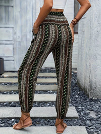 Boho-Hochbund-Damenhose mit Print & raffinierter Taille – Linara