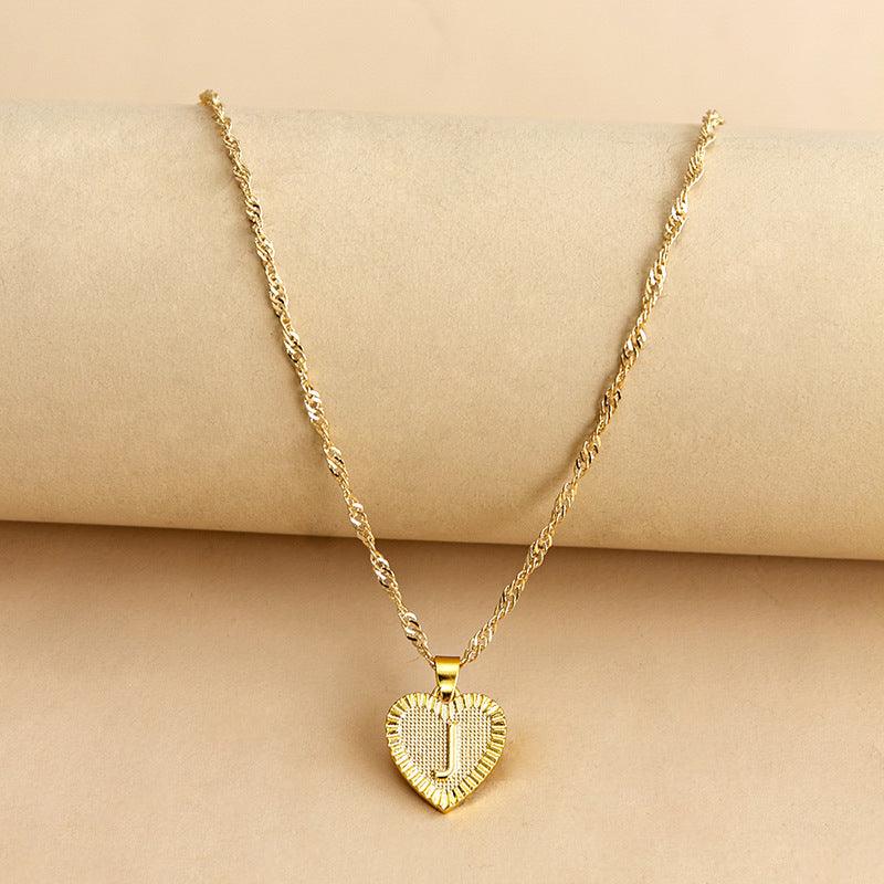 Goldene Initial Herz Anhänger Kette - Amara