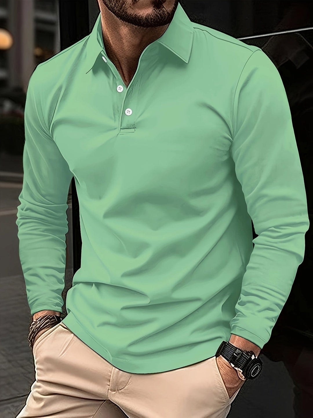 Herren-Poloshirt mit langen Ärmeln – Matthias
