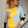 Patchwork Damenpullover mit Rundhalsausschnitt – Clara