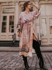 Red Floral Print Kimono - Isabella