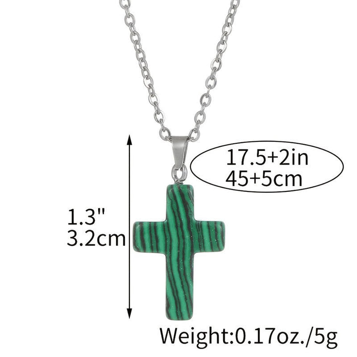 Halskette mit Kreuz aus Natürlichen Edelsteinen - Seraphina
