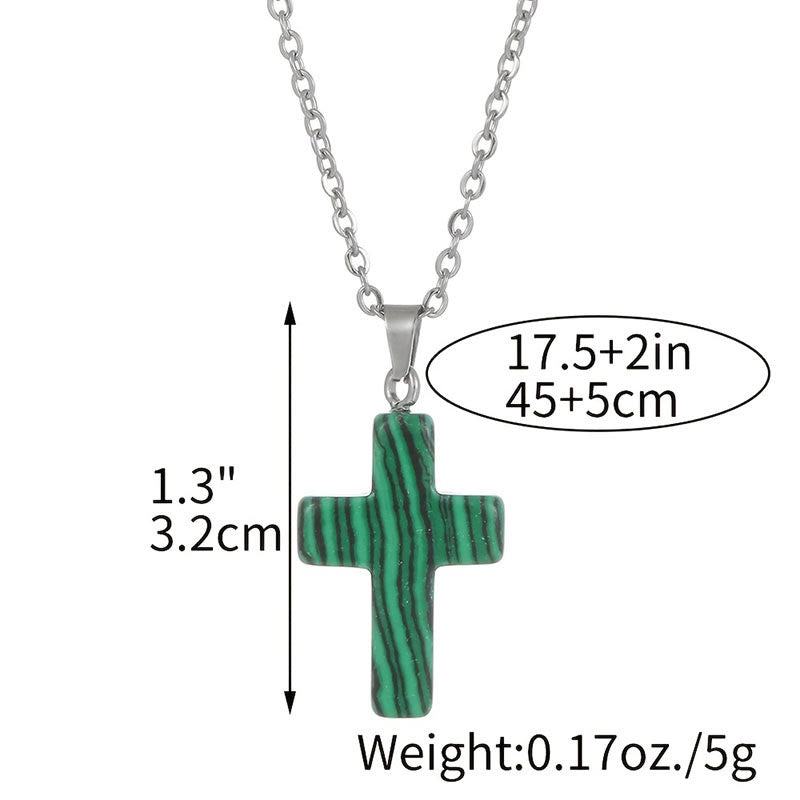 Halskette mit Kreuz aus Natürlichen Edelsteinen - Seraphina