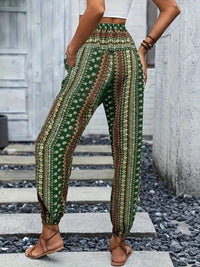 Boho-Hochbund-Damenhose mit Print & raffinierter Taille – Linara