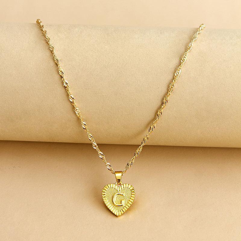 Goldene Initial Herz Anhänger Kette - Amara