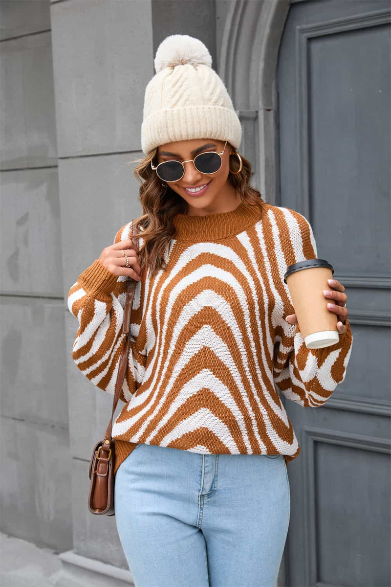 Pullover mit Rundhals und Print - Azure