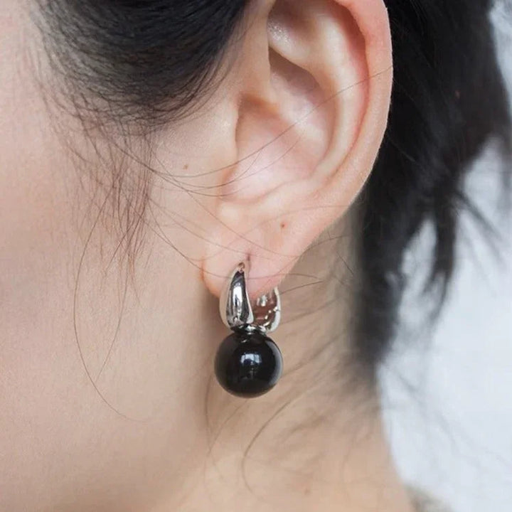 Stilvolle schwarze Onyx-Ohrringe - Lina