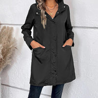 Langer Damen-Herbstmantel mit hohem Kragen & Knopfleiste – Leandra