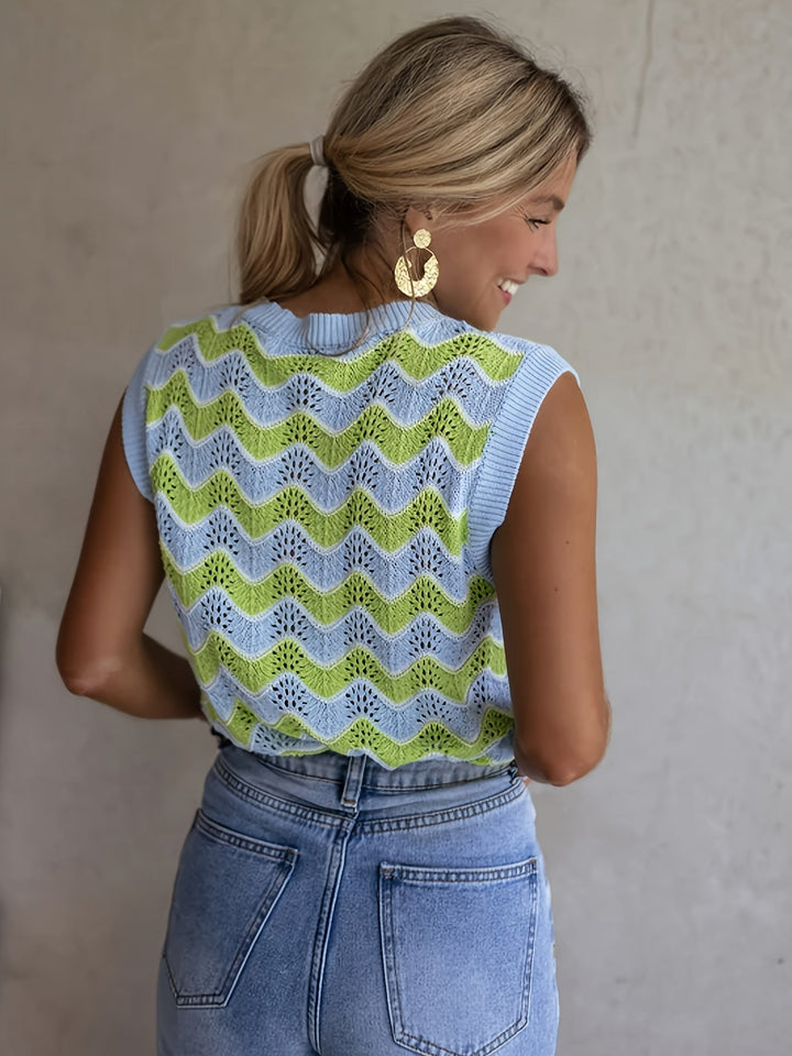 Trendy summer top in knitted look - StrickGlow