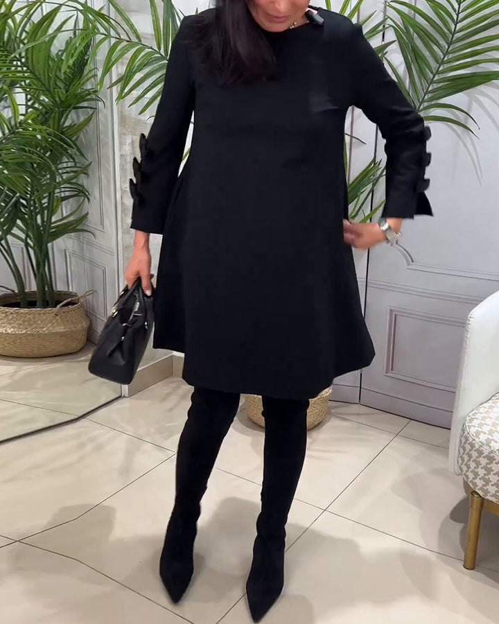 Lässiges schwarzes Kleid mit langen Ärmeln - Nora