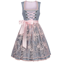Women's Dirndl Dress with Lace Overskirt, Lace-Up Front & Eyelets 1