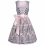 Women's Dirndl Dress with Stand Collar, Lace-Up Front and Lace Overlay 2