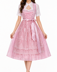 Women's Dirndl Set with Stand-Up Collar Blouse and Skirt 5