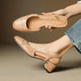Women's Genuine Leather Slingback Pumps - Cushioned Mid Block Heel 1