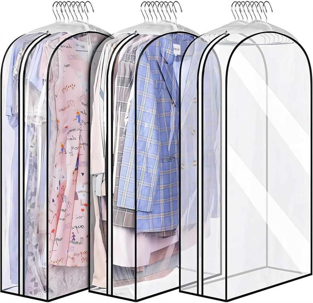 Transparent Garment Covers with Inserts – 3-Pack Storage Covers with Side Zipper (Buy 1, Get 1 FREE)