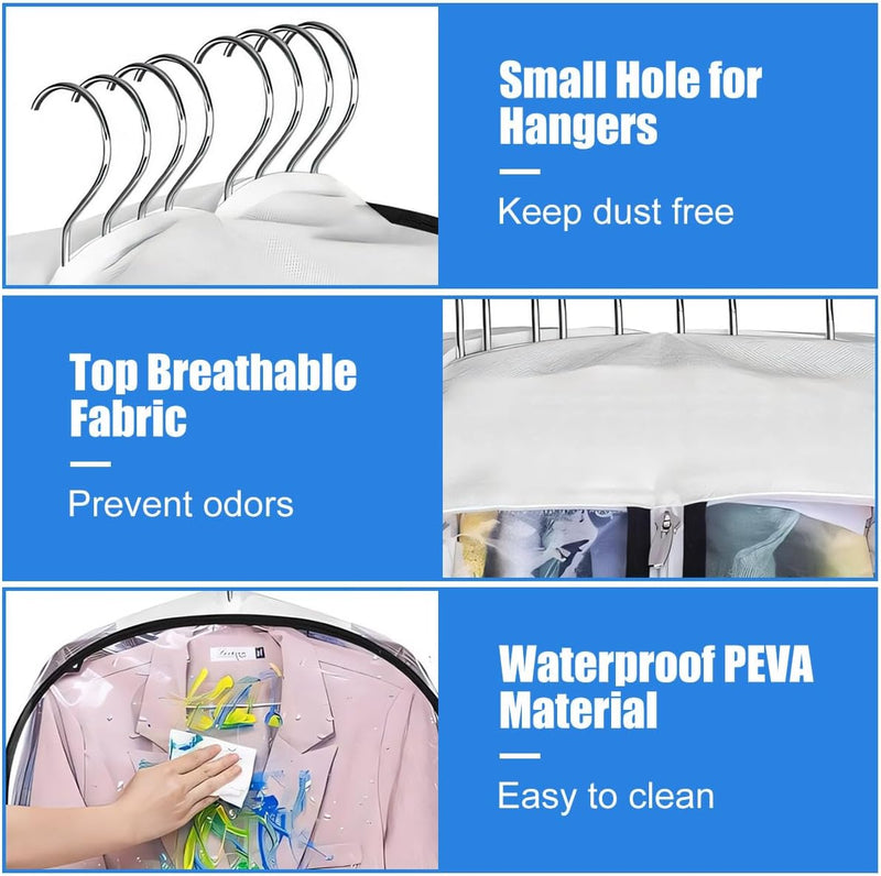 Transparent Garment Covers with Inserts – 3-Pack Storage Covers with Side Zipper (Buy 1, Get 1 FREE)