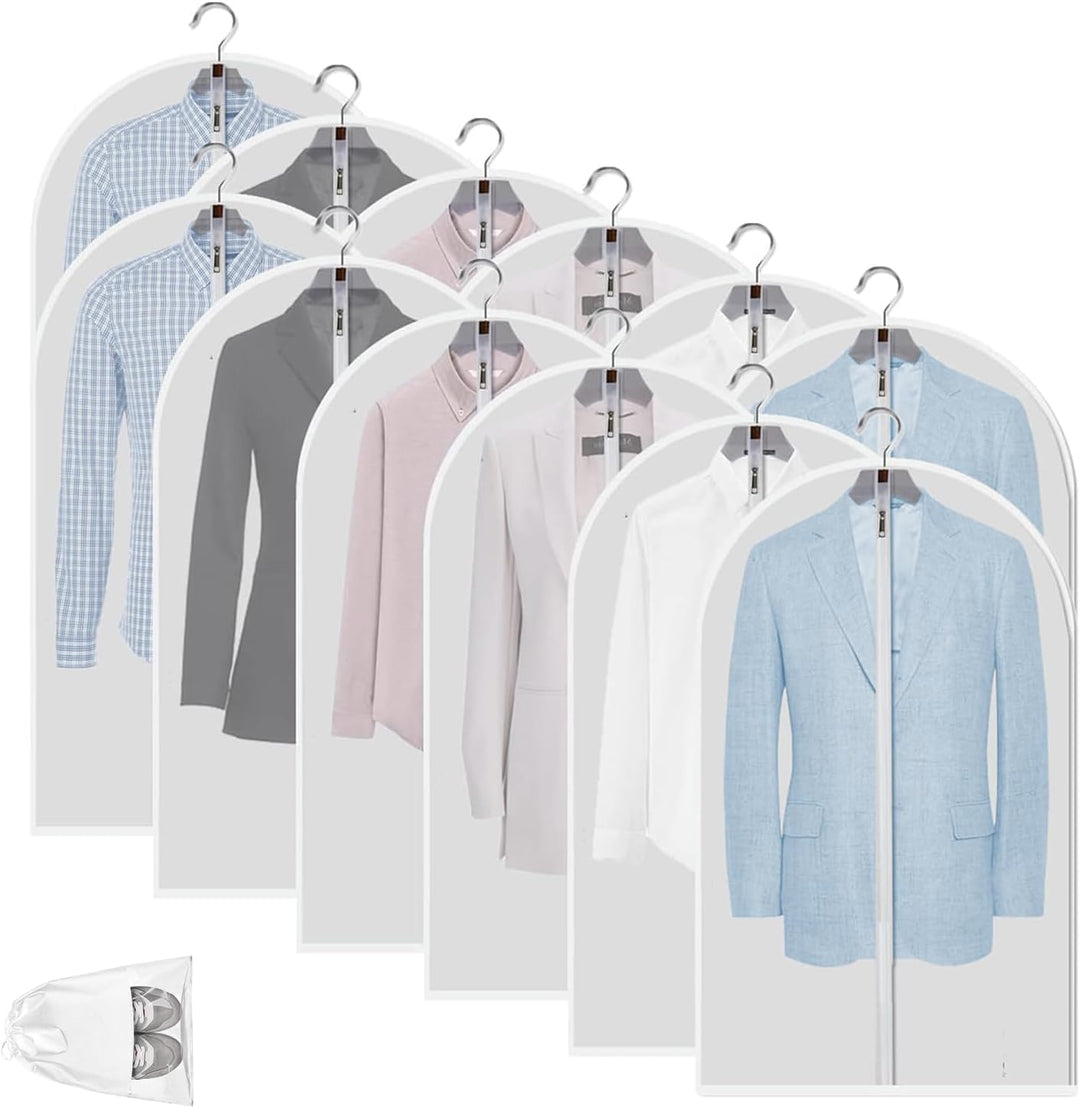 Duidelijke PEVA Kledingopbergzakken – 12 Pack Stofdichte Kledingbeschermers