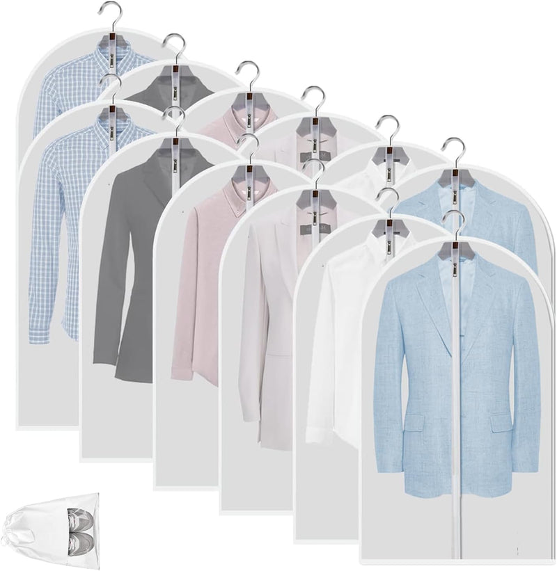 Duidelijke PEVA Kledingopbergzakken – 12 Pack Stofdichte Kledingbeschermers