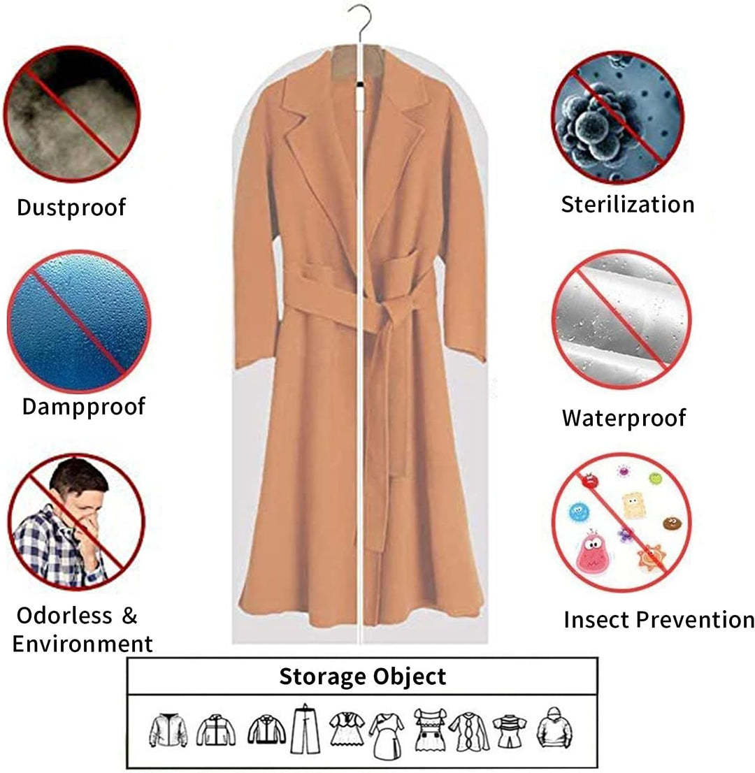 Duidelijke PEVA Kledingopbergzakken – 12 Pack Stofdichte Kledingbeschermers