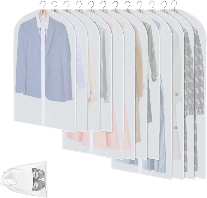 Duidelijke PEVA Kledingopbergzakken – 12 Pack Stofdichte Kledingbeschermers