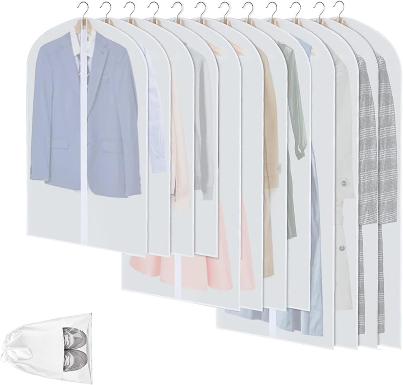 Duidelijke PEVA Kledingopbergzakken – 12 Pack Stofdichte Kledingbeschermers