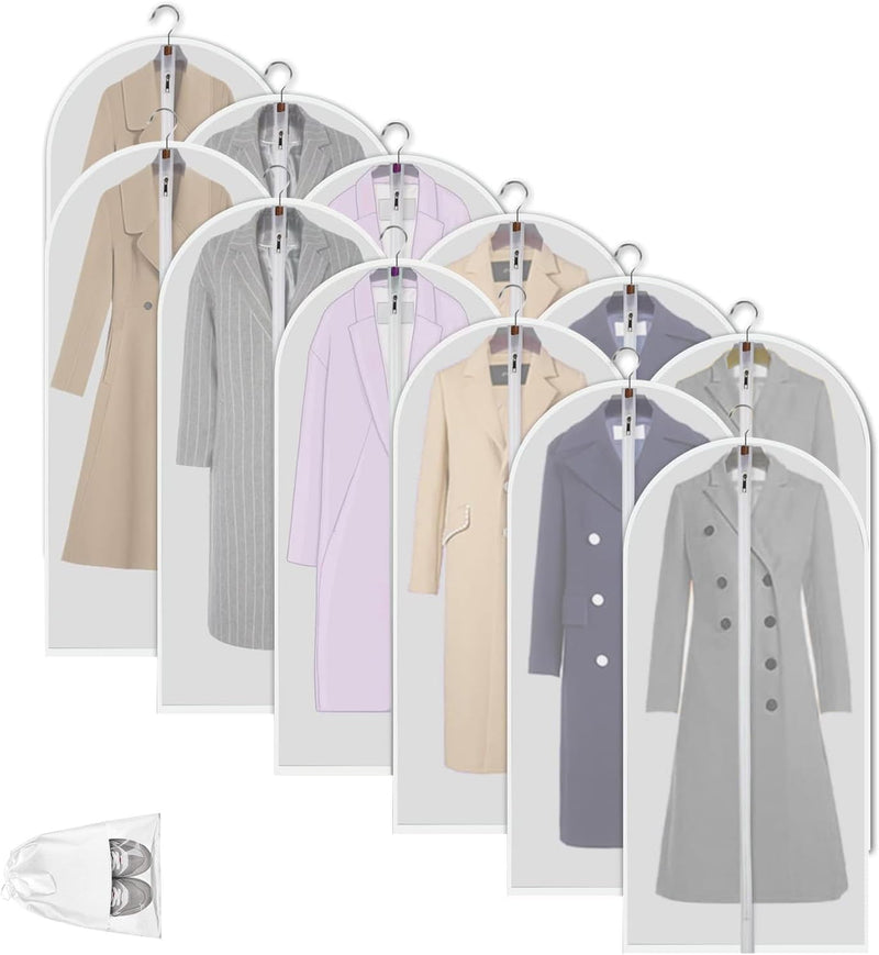 Duidelijke PEVA Kledingopbergzakken – 12 Pack Stofdichte Kledingbeschermers