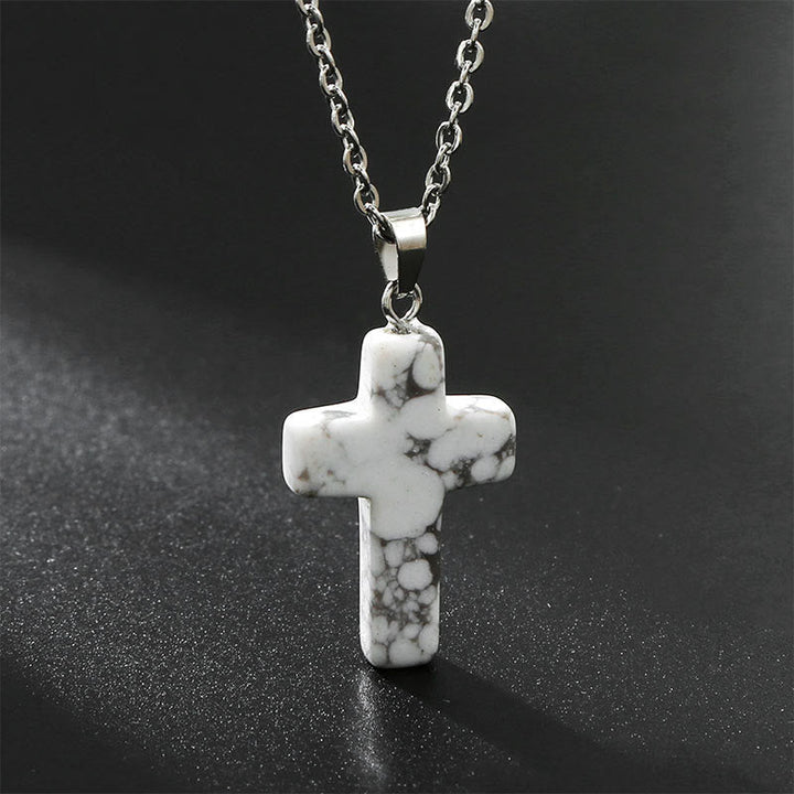 Halskette mit Kreuz aus Natürlichen Edelsteinen - Seraphina