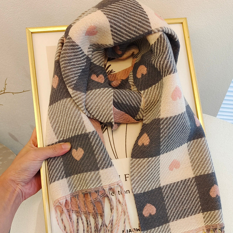 Geruite Dames sjaal van polyester voor de herfst & winter – Aurelie