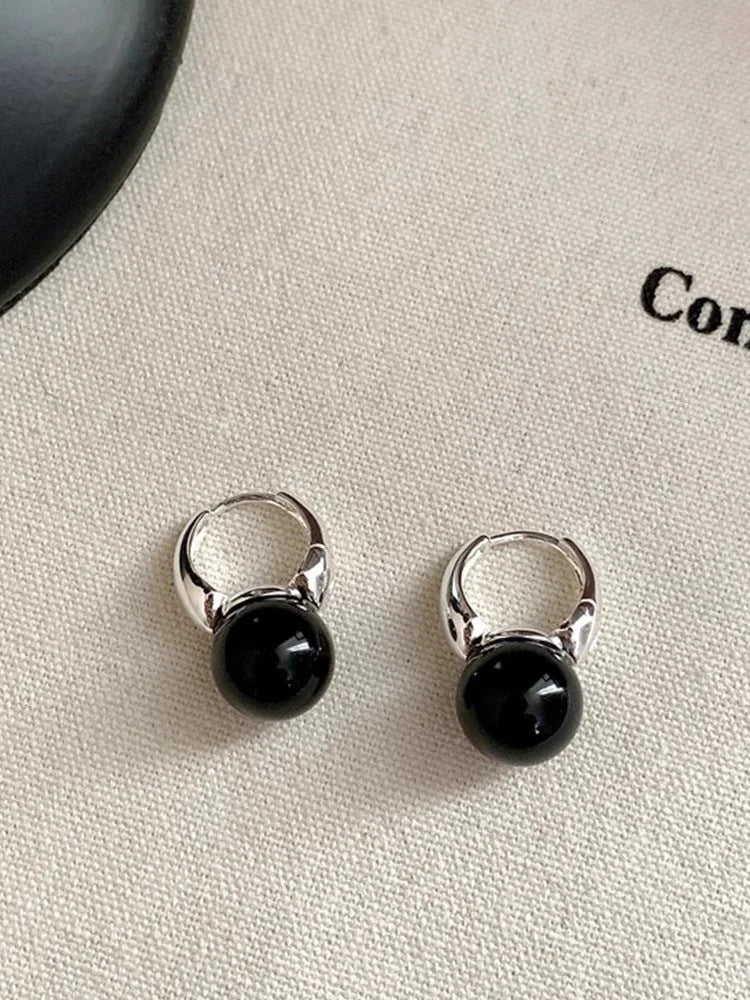Stilvolle schwarze Onyx-Ohrringe - Lina