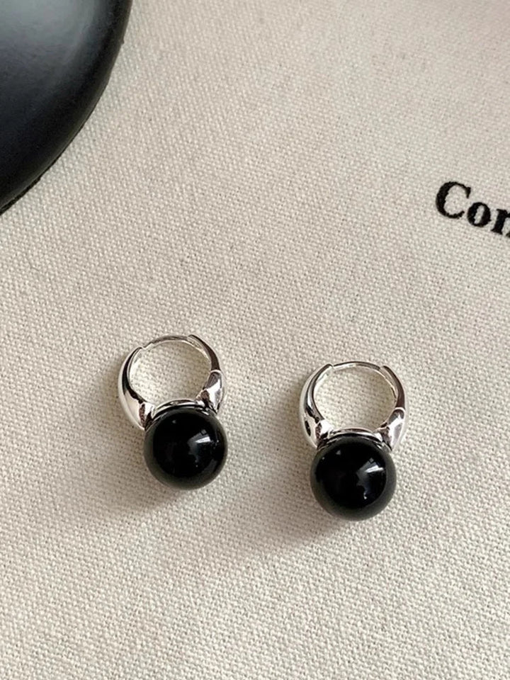 Stilvolle schwarze Onyx-Ohrringe - Lina