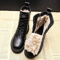 Luxuriöse Schwarze Leder Damen Winterstiefel - Bella