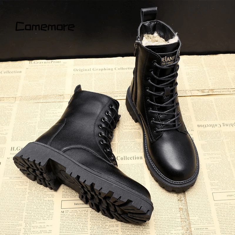 Luxuriöse Schwarze Leder Damen Winterstiefel - Bella